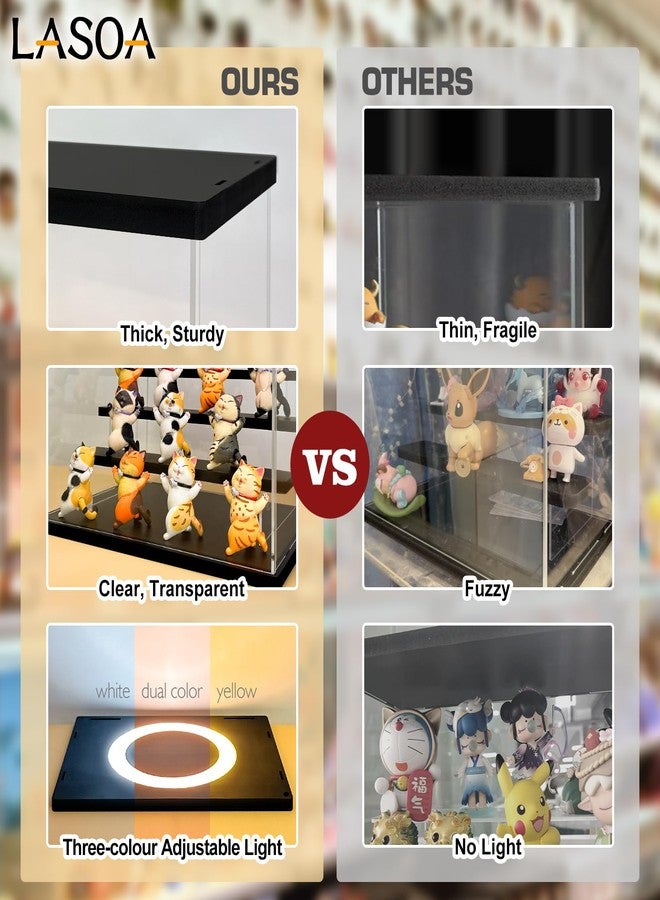 LASOA Acrylic Display Case with Adjustable LED Lights, 5 Tier Clear Display Box for Action Figures and Collectibles, Self-Assembly Showcase with Black Base for Miniatures, 11.8x11x11.8inch - Image 3